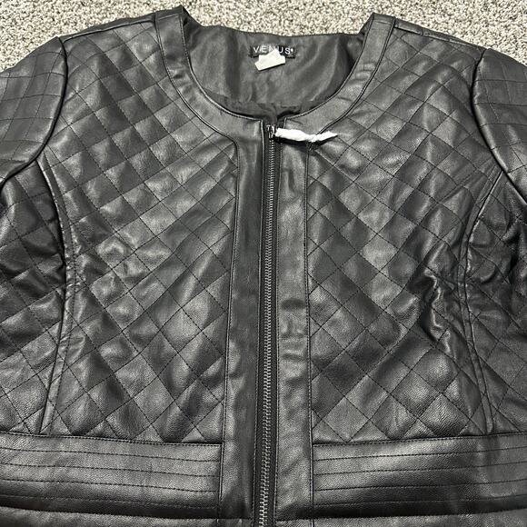 New with tags, VENUS Faux-Leather Quilted Jacket Black, Size 16 - Picture 7 of 14